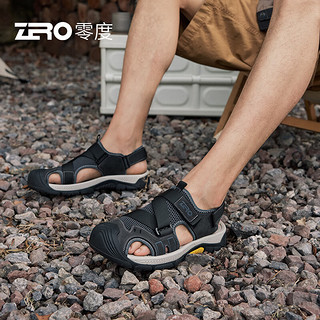 零度Zero凉鞋男2024夏季日常百搭透气凉爽沙滩鞋耐磨轻户外凉鞋潮 黑色 40