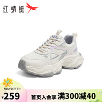 红蜻蜓 RED DRAGONFLY老爹鞋女2024年春季新款撞色厚底休闲鞋轻便舒适运动女鞋WTB14165 米/