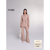 Maje2024早春女装法式气质羊毛混纺西装西服外套MFPVE00546 米黄色 T38