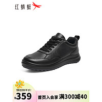 红蜻蜓休闲皮鞋2024春季潮流简约男士通勤运动皮鞋厚底男鞋DM035190 黑色 43