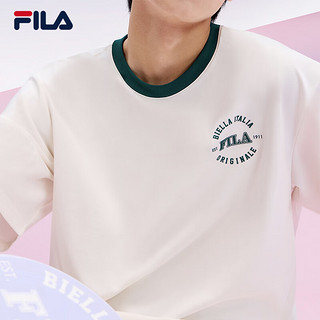 FILA 斐乐款针织短袖衫2024夏季时尚休闲凉感抗菌T恤 鲜乳白-IV 165/88A/S