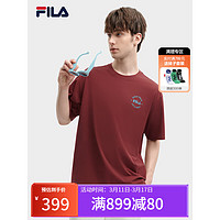 FILA 斐乐款针织短袖衫2024夏季时尚休闲凉感抗菌T恤 赤貂棕-BN 185/104A/XXL