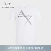 阿玛尼 EMPORIO ARMANIARMANI EXCHANGE24早春AX男装网格LOGO短袖圆领T恤 1100白色