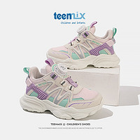天美意（TEENMIX）天美意儿童运动鞋2024春季女童小白鞋网面透气老爹鞋旋钮 粉色 单层  33码