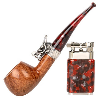 沙芬（SAVINELLI）手工石楠木烟斗金点2024龙年纪念3D龙头限量烟斗压棒火机套装 【龙年 烟斗+火机】个位6、8