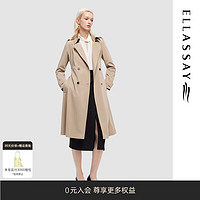 歌力思（ELLASSAY）2024春夏翻领经典通勤简约中长款风衣女EWD351F00400 浅卡其 XS