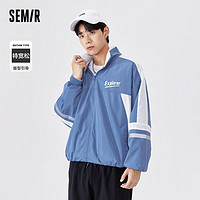 Semir 森马 外套男春春秋新款oversize撞色拼接字母图案复古校园风上衣