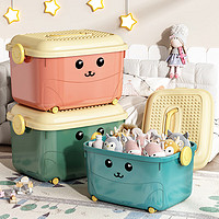 纳鸣儿童玩具收纳箱家用整理箱卡通储物箱宝宝衣服整理储物盒 墨绿色-中号