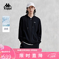 卡帕（Kappa）复古开身帽衫2024男凉感运动卫衣长袖外套K0E32MK02 黑色-990 3XL