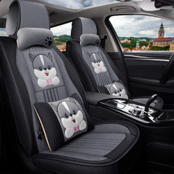 喜尚喜汽车座套亚麻汽车坐垫四季通用布艺座垫卡通可爱座椅套适用于