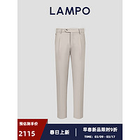 蓝豹（LAMPO）【不止于丝】商务直筒休闲裤男士棉丝弹力亲肤素面裤子 浅米 35