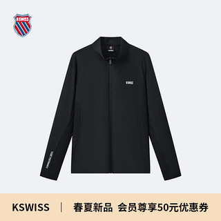 盖世威（K·SWISS）24春季针织开衫立领长袖外套男休闲运动上衣109987 008正黑色 2XL