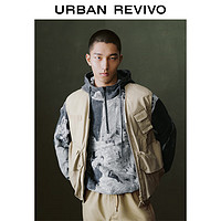 URBAN REVIVO UR2024春夏男装时尚休闲工装机能风口袋拉链马甲UML140002 卡其 XL