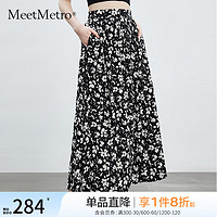 MeetMetro玛依尔印花半身裙女2024春新款显瘦森系休闲碎花裙 印花【现货闪电发】 