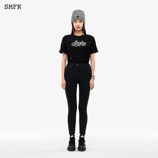 SMFK夏季Tee经典短袖宽松款短T 午夜黑 DT002BBY 黑色 M