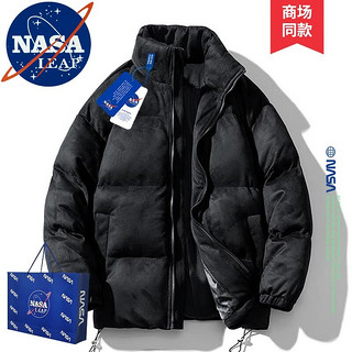NASA LEAP麂皮绒棉服男士秋冬季外套潮流美式棉衣男加厚保暖羽棉袄绒服男装 咖啡 XL（135-160斤）