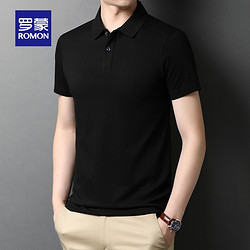 罗蒙 短袖t恤男纯色polo领   藏青