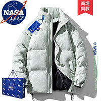 NASA LEAP麂皮绒棉服男士秋冬季外套潮流美式棉衣男加厚保暖羽棉袄绒服男装 果绿 2XL（160-188斤）