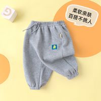 DUDUJIA嘟嘟家婴儿裤子春季婴儿休闲裤宽松儿童运动裤春款男童春装女wp 麻灰色卫裤 90