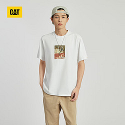 CAT 卡特彼勒 卡特24春夏新品男户外滑板数码元素LOGO短袖T恤 白色 S、M、L、XL