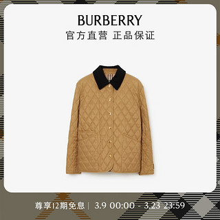 BURBERRY 博柏利 女装 灯芯绒衣领菱形绗缝夹克黄金甲棉服80651081 驼色80651081 L