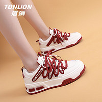 唐狮（TonLion）女鞋春季2024鞋子女厚底板鞋女士休闲老爹鞋女款运动潮鞋 白红40 40码