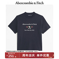 ABERCROMBIE & FITCH男装女装情侣装 24春夏新款小麋鹿舒适圆领T恤 358443-1