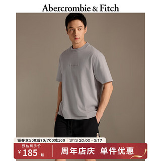 Abercrombie & Fitch 男装女装情侣装 24春夏新款美式圆领短袖纯色T恤 KI123-4030 灰色 S (175/92A)