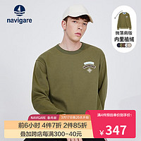 Navigare意大利小帆船植绒卫衣男春季套头长袖体恤衫圆领打底衫 蜂蜜绿 XXL