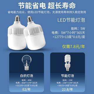 led灯泡家用E27螺口螺纹节能灯白光超亮室内护眼大功率照明小球泡