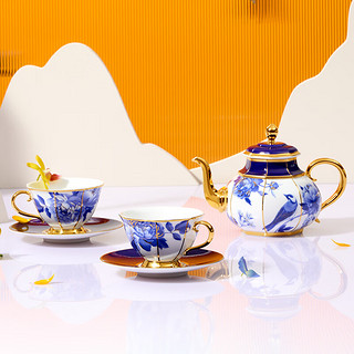 故宫文化 富贵和鸣茶具套装(青花款) 茶具整套文创 茶壶茶杯杯碟 5件