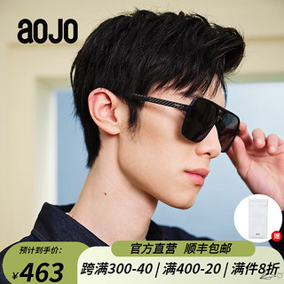 aojo墨镜 2022年 方框男款双梁太阳镜炫酷 偏光眼镜 AJ202SH404 BKC1