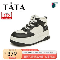 他她(TATA)2024春商场同款时尚厚底百搭撞色休闲板鞋新GAK01AD4 白/黑(绒里) 35