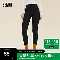 Semir 森马 打底裤女生字母印花运动高弹鲨鱼裤外穿长裤 黑色90001 M