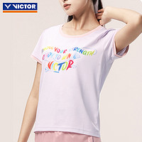 VICTOR 威克多 羽毛球服2024年女款A版针织运动短袖T恤 T-41030
