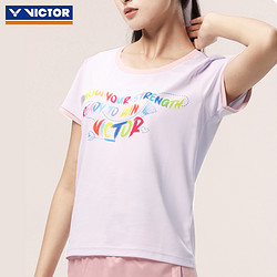VICTOR 威克多 羽毛球服2024年女款A版针织运动短袖T恤 T-41030