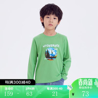 PEPCO 小猪班纳 童装2024春装儿童圆领上衣中大童男童长袖T恤男孩潮 豆蔻绿 130cm