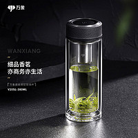 WANXIANG 万象 V20S 380ML 双层耐热创意玻璃杯 商务男女士带滤网水杯 时尚便携泡茶杯 冷酷黑