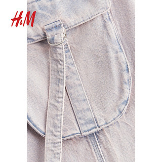 H&M2024春季女装牛仔工装长裤1233318 浅粉色/水洗 155/60A