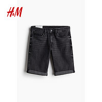 H&M2024年春季男装修身牛仔短裤1213211 牛仔黑 165/72A