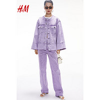 H&M2024春季女装牛仔外套1234642 浅紫色 170/104A