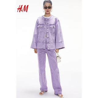 H&M2024春季女装牛仔外套1234642 浅紫色 170/104A