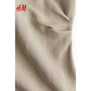 H&M2024春季女装时尚休闲百搭纯色收腰款连衣裙1219998 米色 170/116A XL