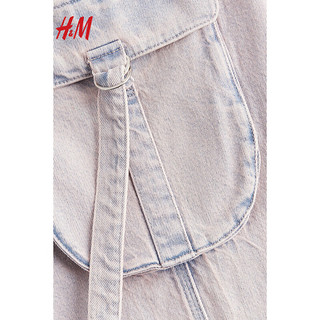 H&M2024春季女装牛仔工装长裤1233318 浅粉色/水洗 165/76A