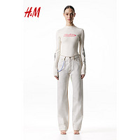 H&M【H2合作系列】男女同款牛仔裤2024春堆叠牛仔裤1226196 奶油色 175/86A 34