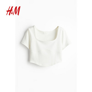 H&M2024春季女装紧身胸衣款上衣1233309 混深灰色 165/96A