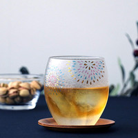 日本ADERIA石塚丸纹樱花金鱼兔子威士忌对杯式玻璃结婚