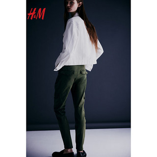 H&M女装裤子2024春季莱赛尔混纺紧身工装裤1209599 卡其绿 170/84A