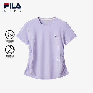 FILA 斐乐 童装2024夏季大童女童短袖综训T恤 荆芥紫-VT 110cm