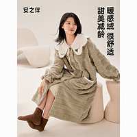 安之伴 2023秋冬新品珊瑚绒睡袍女加厚甜美保暖家居服长款睡衣加绒